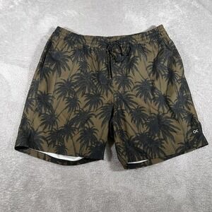 Outerknown Shorts Mens Large Olive Green Nomadic‎ Volley Palm Tree Swim Trunks